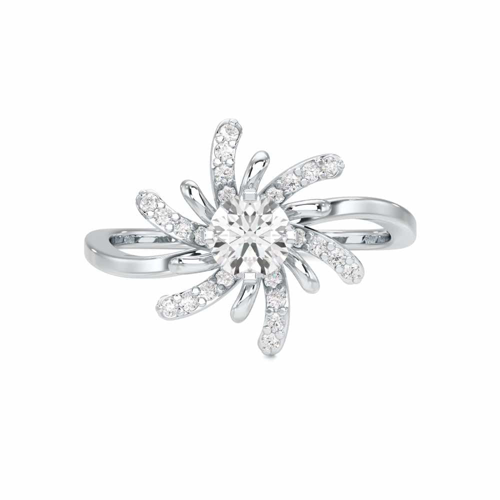 Sparkling Orchid Solitaire Ring - White Gold - Image 4