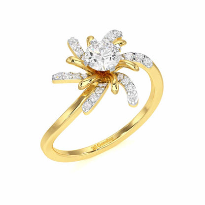 Sparkling Orchid Solitaire Ring - Yellow Gold - Image 1