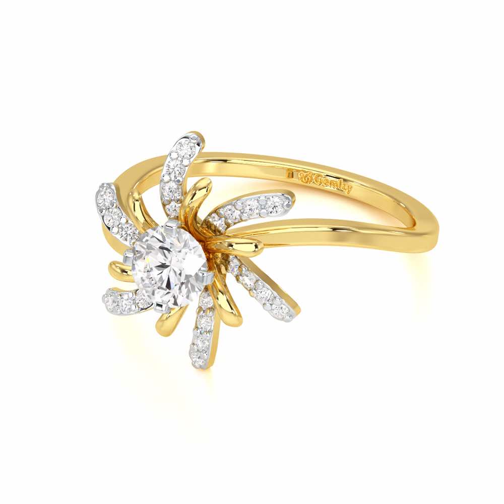 Sparkling Orchid Solitaire Ring - Yellow Gold - Image 2