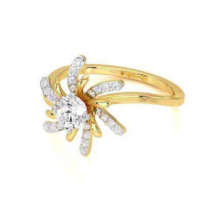 Sparkling Orchid Solitaire Ring - Yellow Gold - Image 2