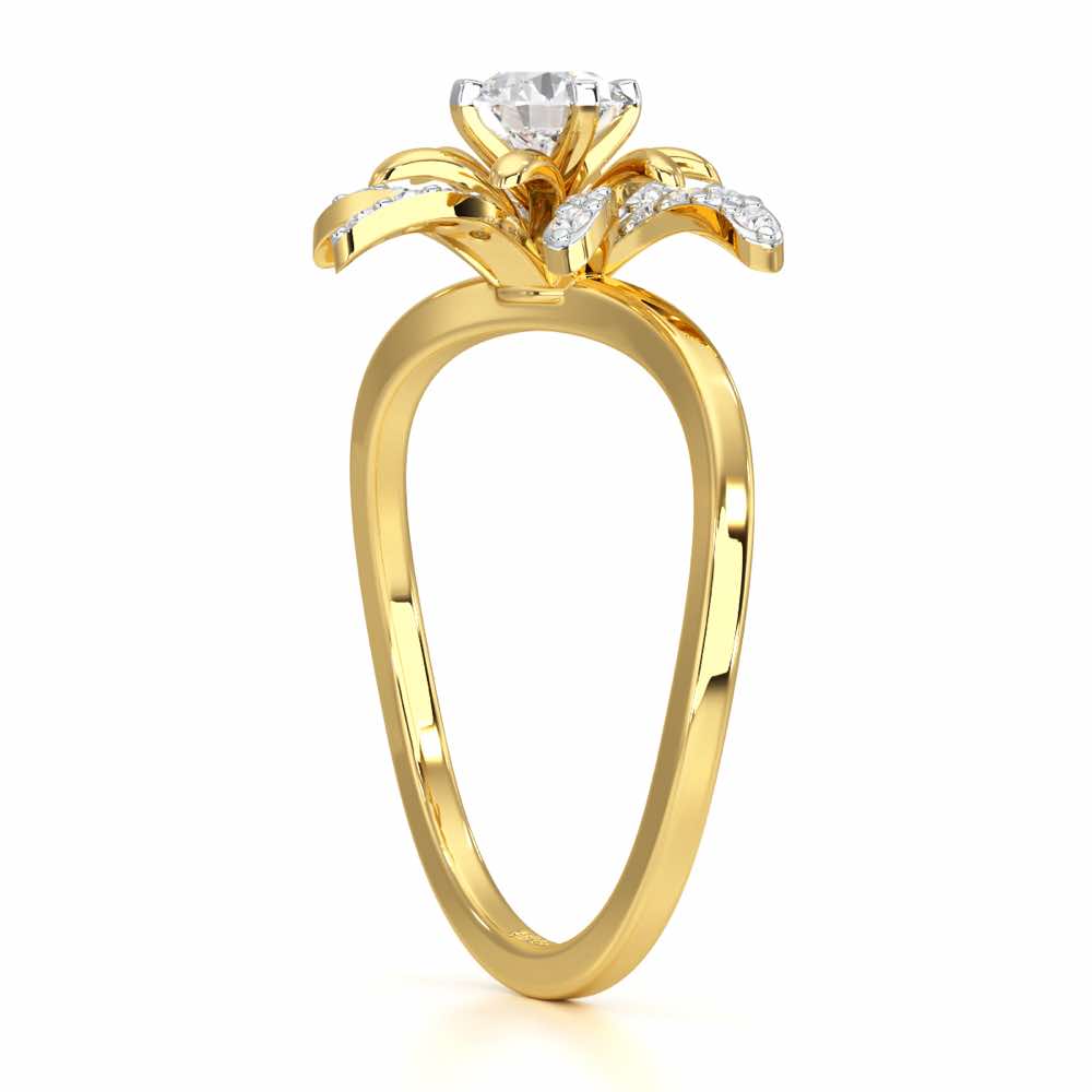 Sparkling Orchid Solitaire Ring - Yellow Gold - Image 3