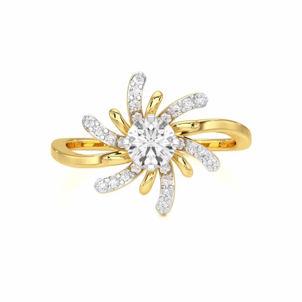 Sparkling Orchid Solitaire Ring - Yellow Gold - Image 4