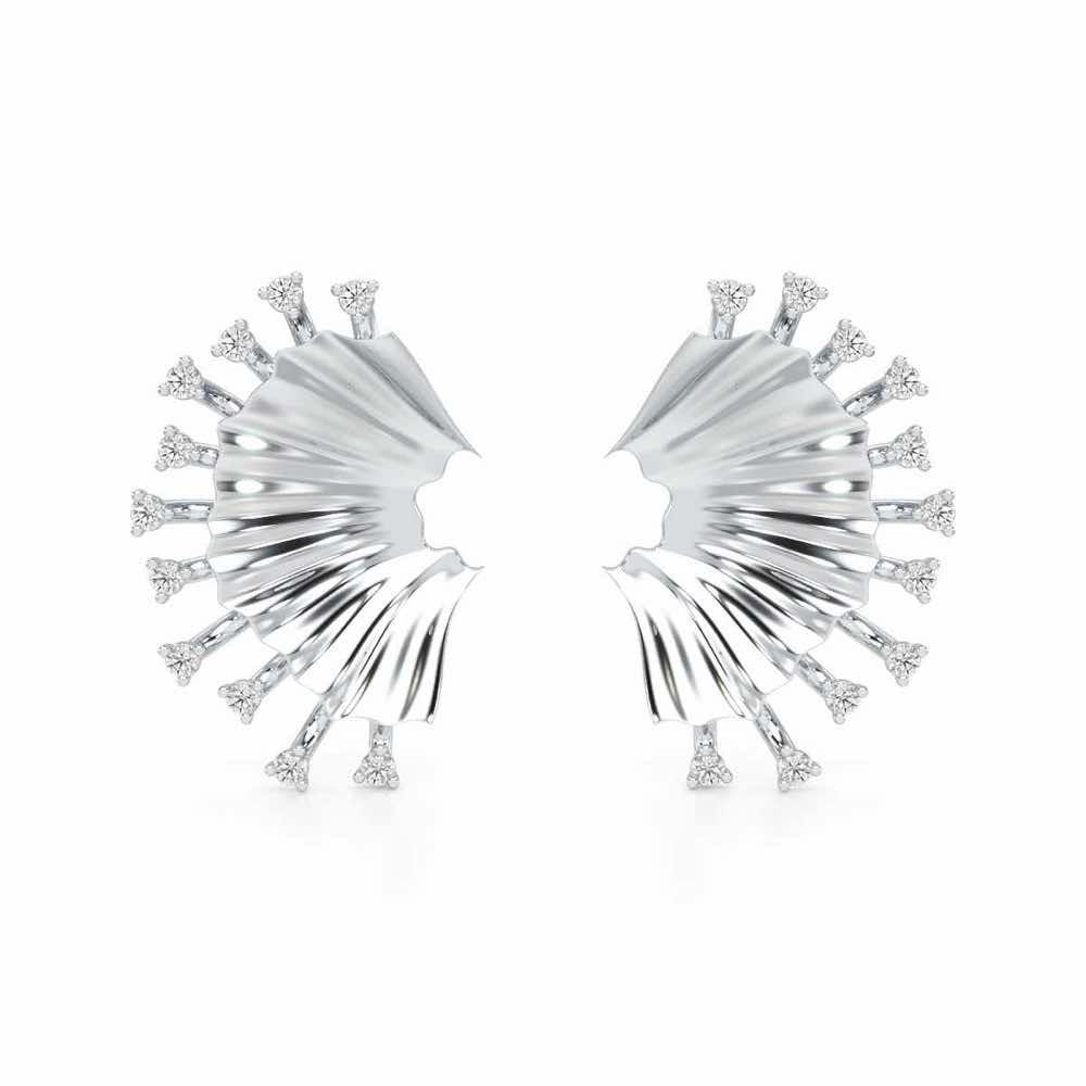 Sparkling Radiance Silver Earrings - White Gold - Image 1