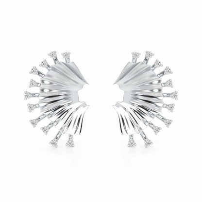 Sparkling Radiance Silver Earrings - White Gold - Image 1