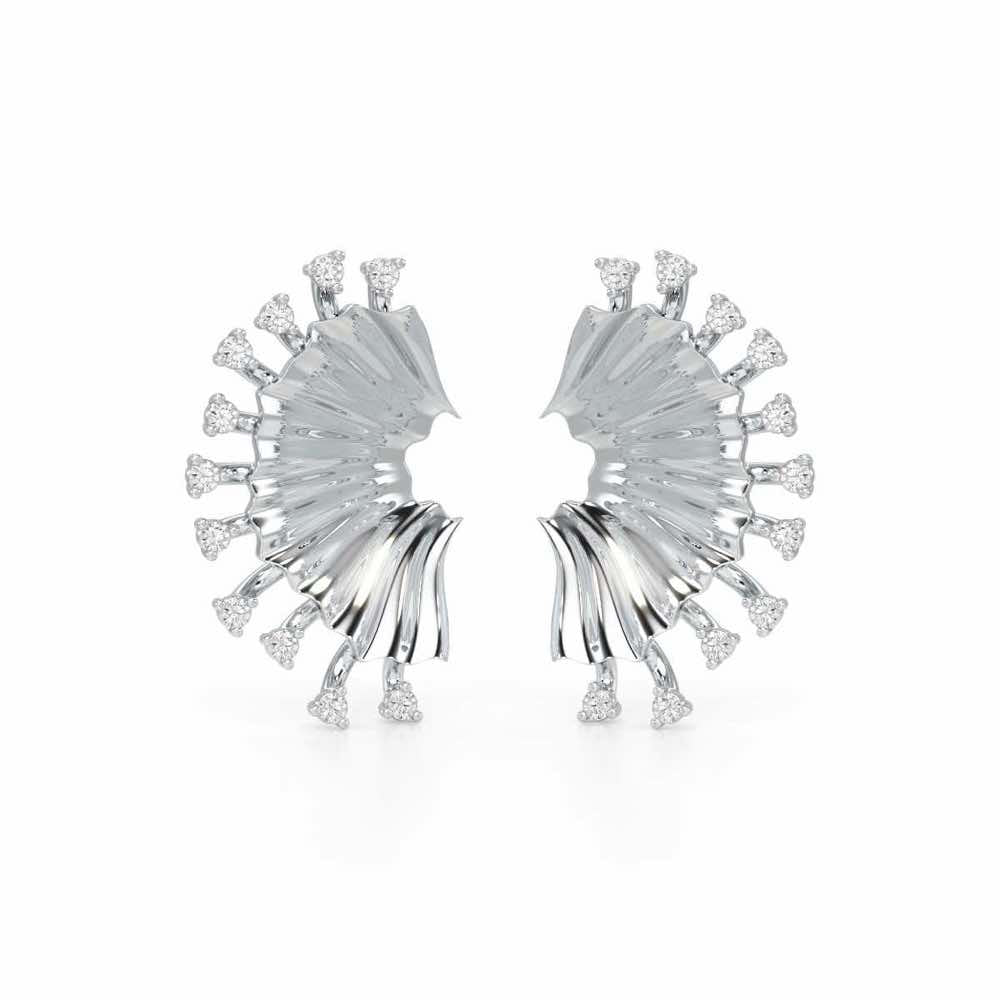 Sparkling Radiance Silver Earrings - White Gold - Image 2