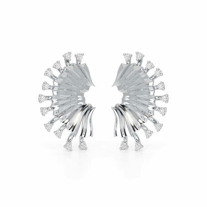 Sparkling Radiance Silver Earrings - White Gold - Image 2