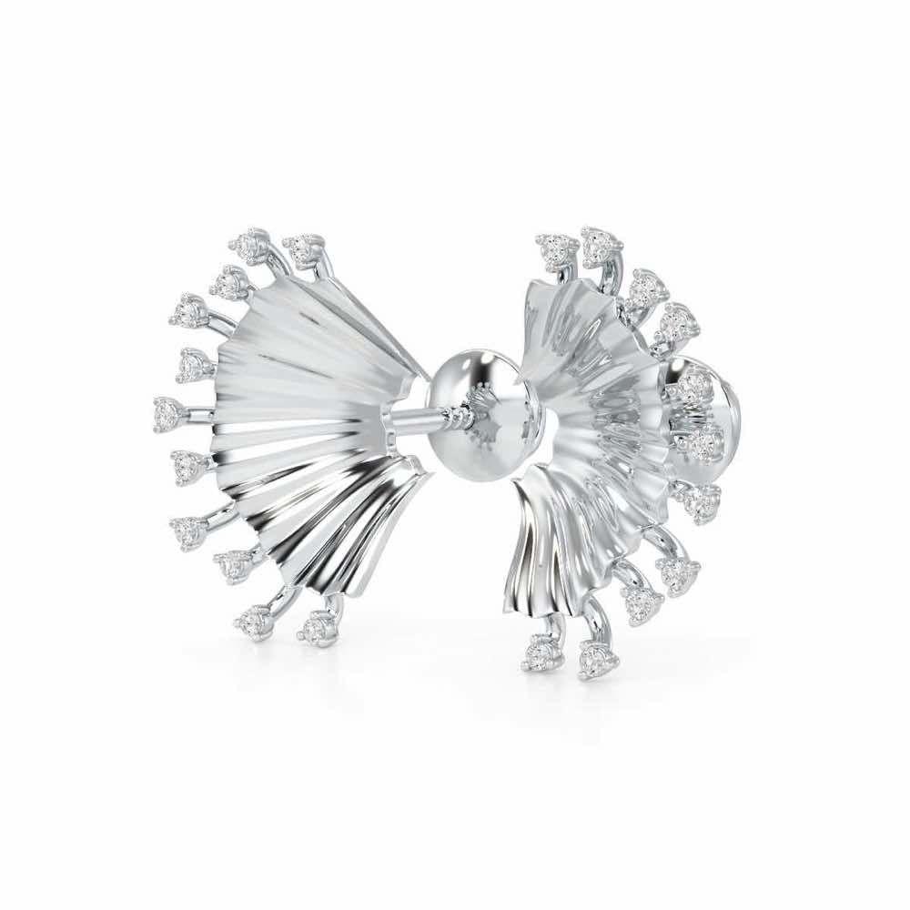Sparkling Radiance Silver Earrings - White Gold - Image 3
