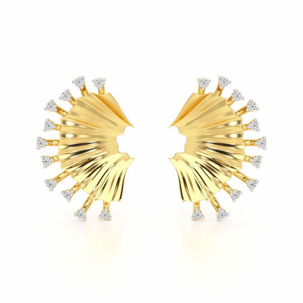 Sparkling Radiance Silver Earrings - Yellow Gold - Image 1