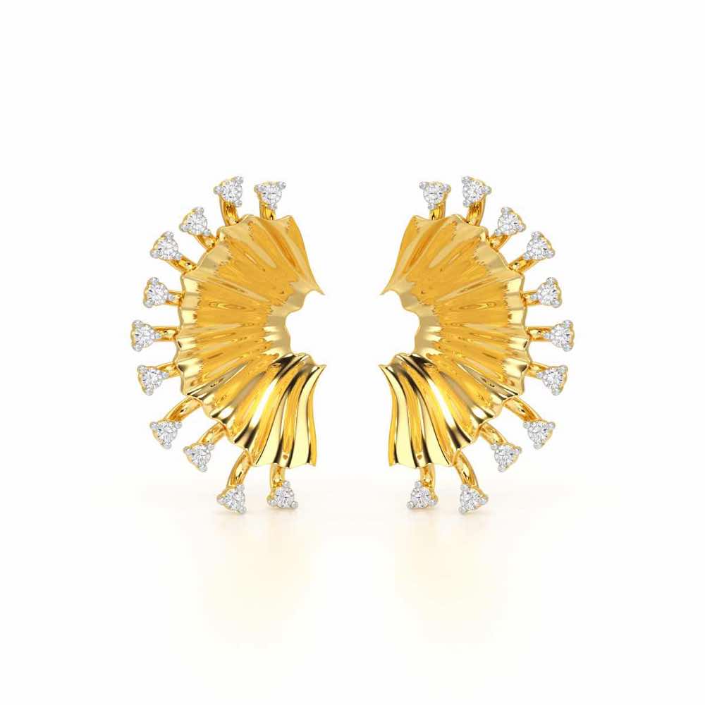 Sparkling Radiance Silver Earrings - Yellow Gold - Image 2