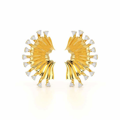 Sparkling Radiance Silver Earrings - Yellow Gold - Image 2