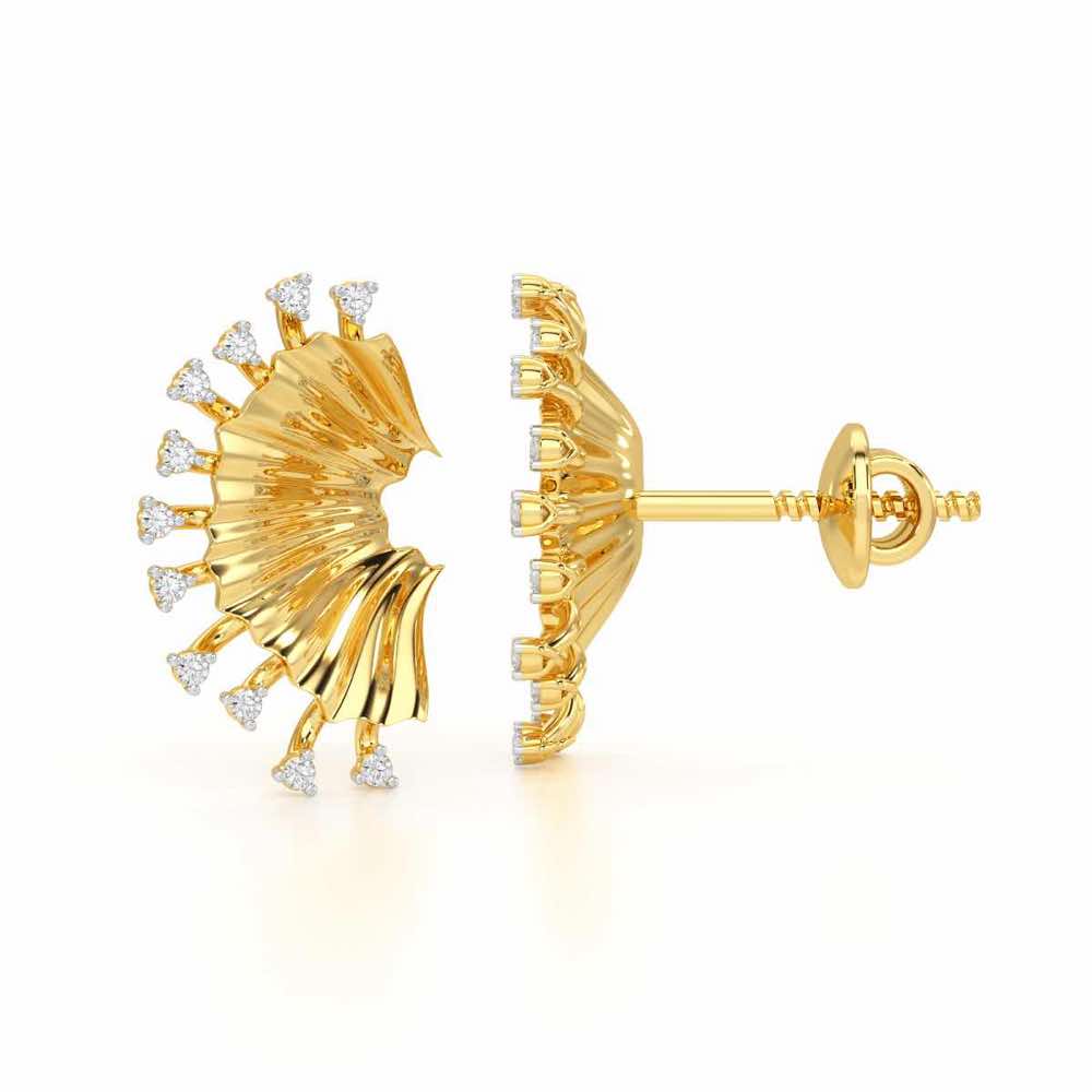 Sparkling Radiance Silver Earrings - Yellow Gold - Image 4