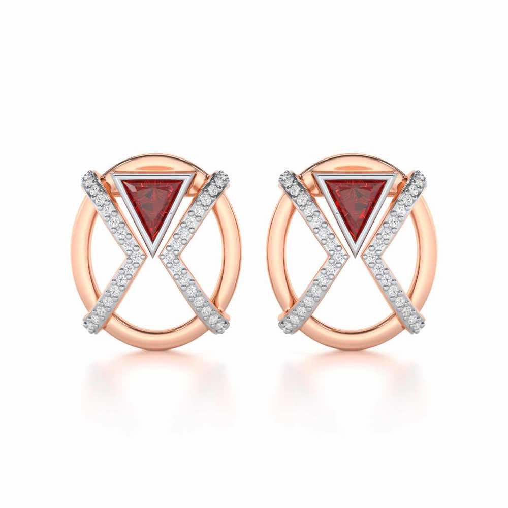 Sparkling Serenade Garnet Silver Earrings - Rose Gold - Image 1