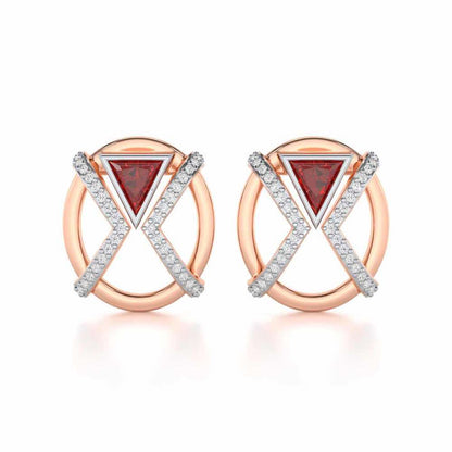 Sparkling Serenade Garnet Silver Earrings - Rose Gold - Image 1
