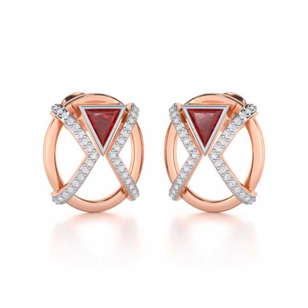 Sparkling Serenade Garnet Silver Earrings - Rose Gold - Image 2