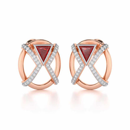 Sparkling Serenade Garnet Silver Earrings - Rose Gold - Image 2