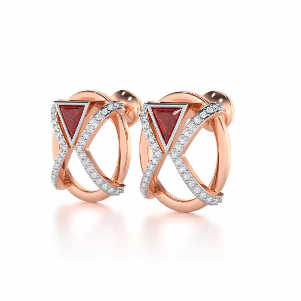 Sparkling Serenade Garnet Silver Earrings - Rose Gold - Image 3