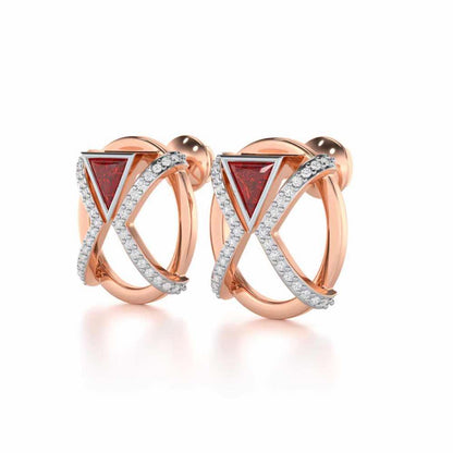 Sparkling Serenade Garnet Silver Earrings - Rose Gold - Image 3