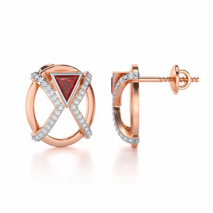 Sparkling Serenade Garnet Silver Earrings - Rose Gold - Image 4