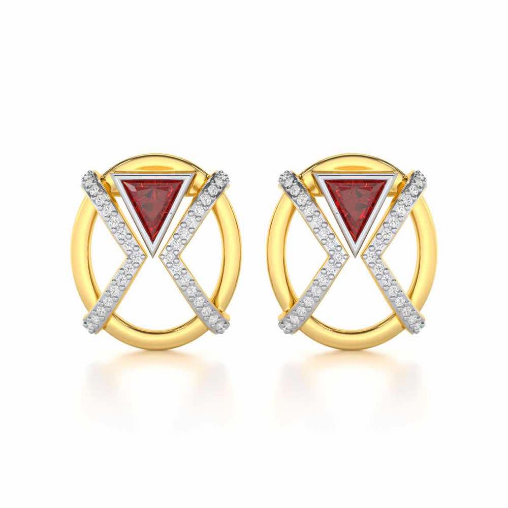 Sparkling Serenade Garnet Silver Earrings - Yellow Gold - Image 1