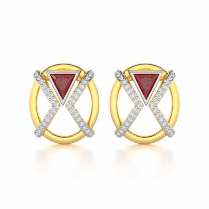 Sparkling Serenade Garnet Silver Earrings - Yellow Gold - Image 1