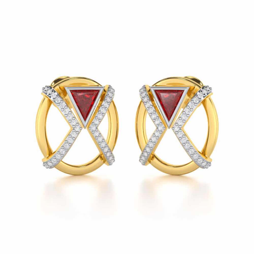 Sparkling Serenade Garnet Silver Earrings - Yellow Gold - Image 2