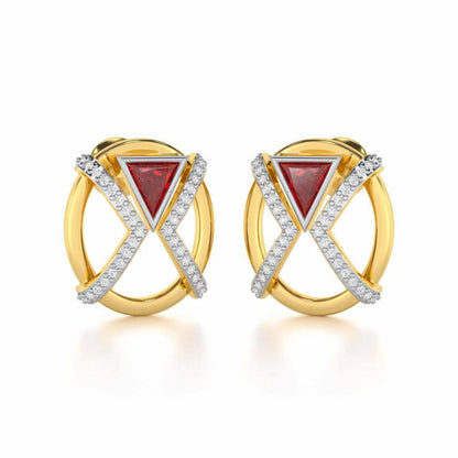 Sparkling Serenade Garnet Silver Earrings - Yellow Gold - Image 2