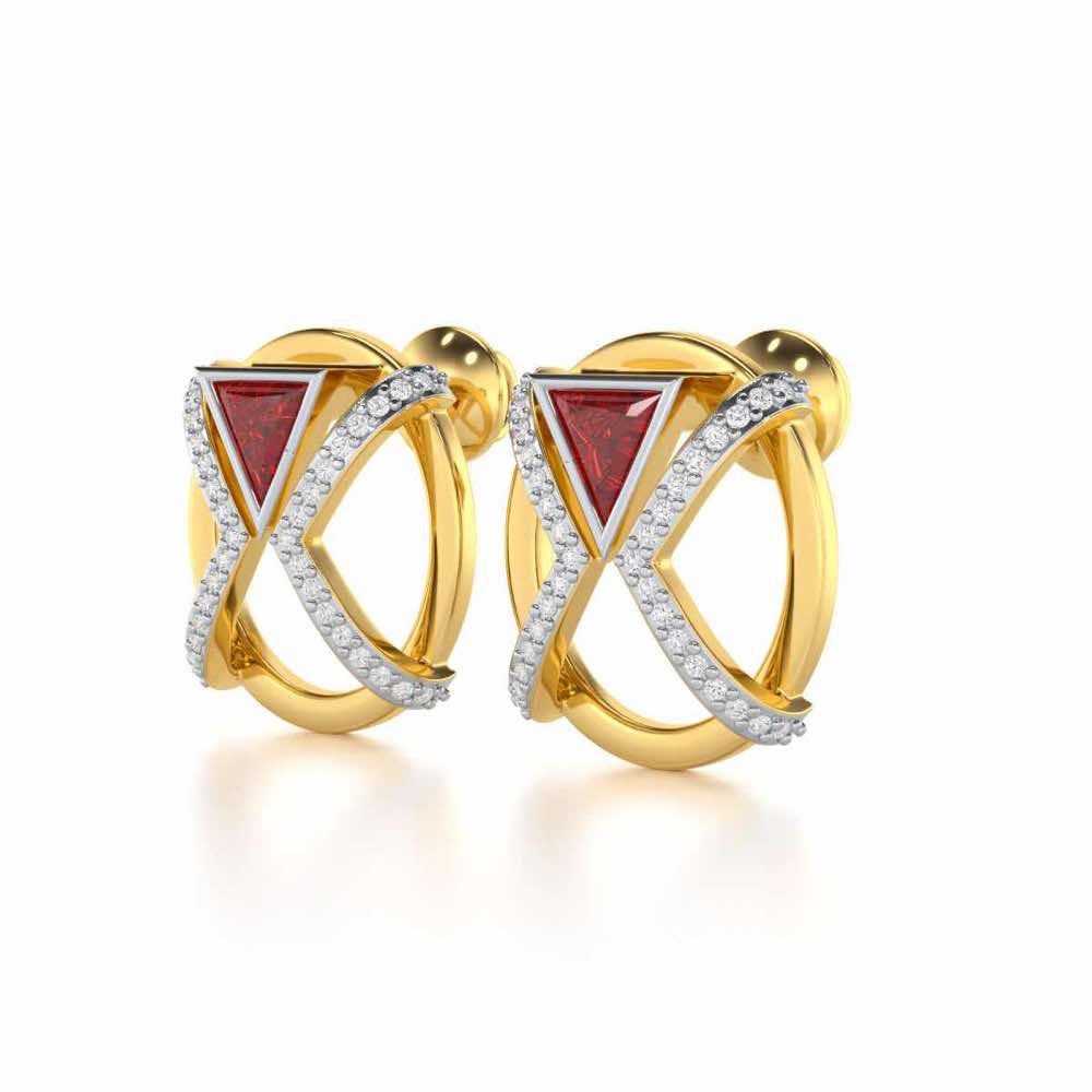 Sparkling Serenade Garnet Silver Earrings - Yellow Gold - Image 3