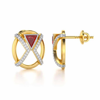 Sparkling Serenade Garnet Silver Earrings - Yellow Gold - Image 4