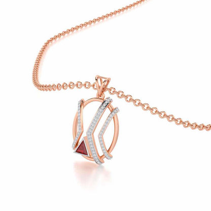Sparkling Serenade Garnet Silver Pendant - Rose Gold - Image 1