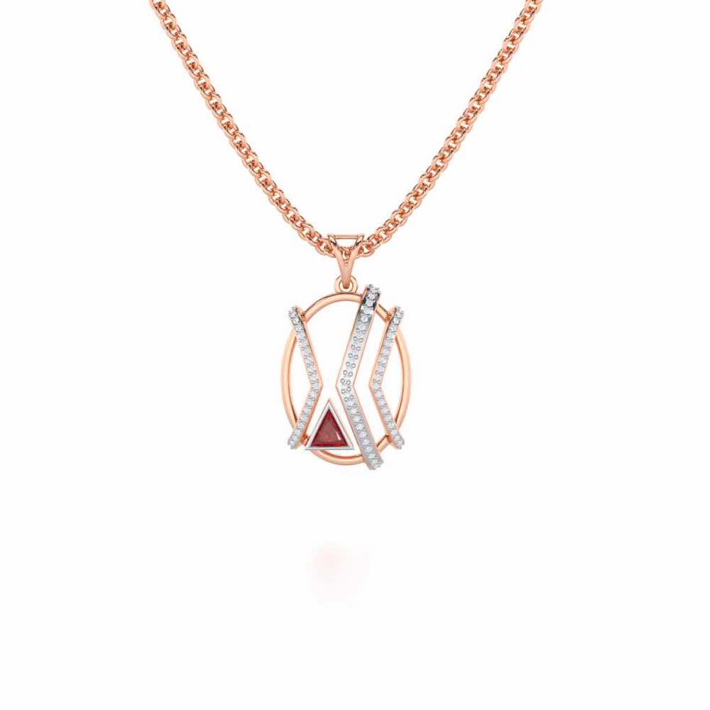 Sparkling Serenade Garnet Silver Pendant - Rose Gold - Image 2