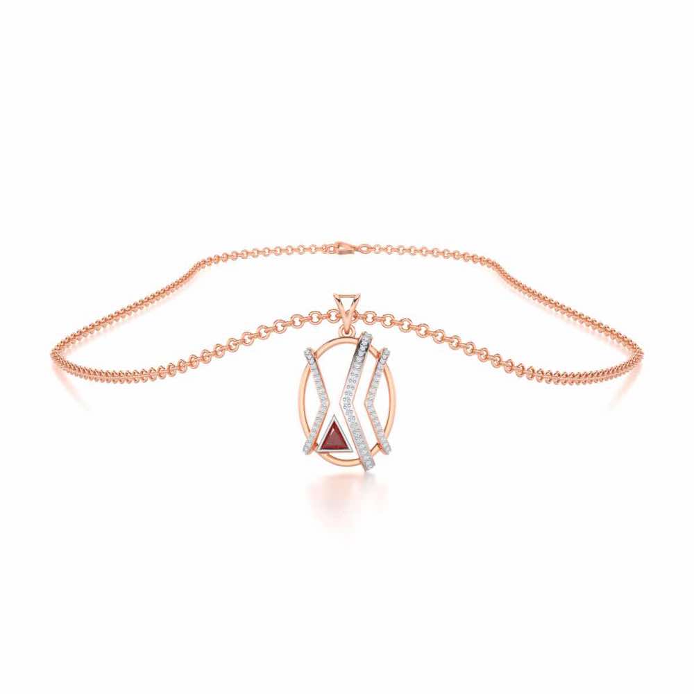 Sparkling Serenade Garnet Silver Pendant - Rose Gold - Image 3