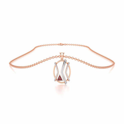 Sparkling Serenade Garnet Silver Pendant - Rose Gold - Image 3