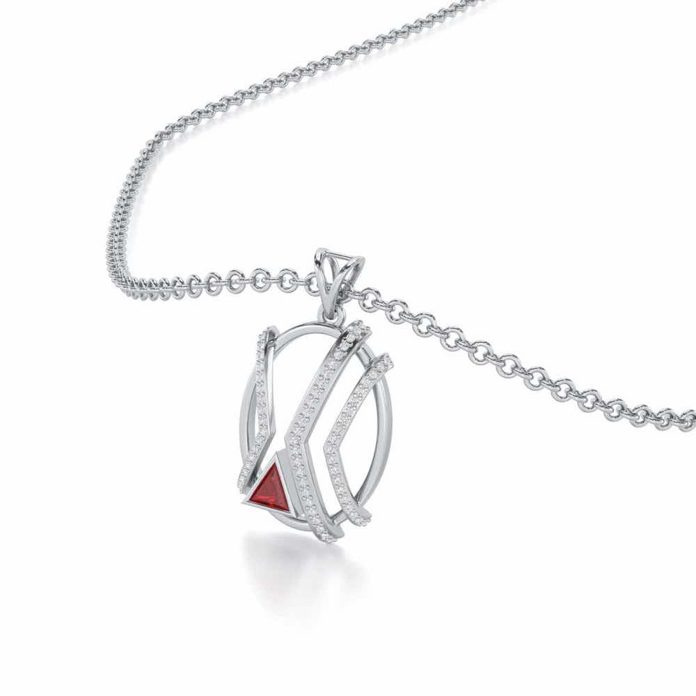 Sparkling Serenade Garnet Silver Pendant - White Gold - Image 1