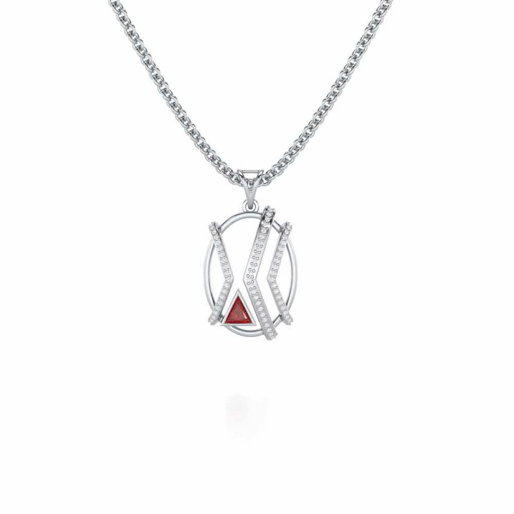 Sparkling Serenade Garnet Silver Pendant - White Gold - Image 2