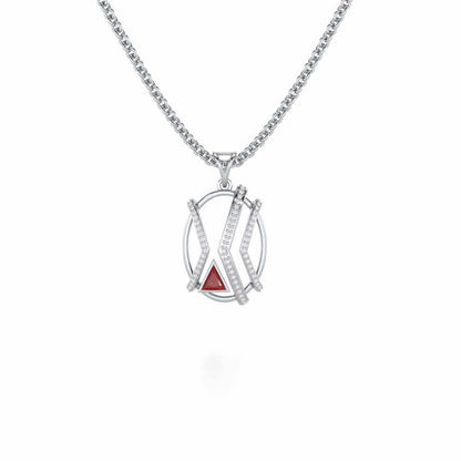 Sparkling Serenade Garnet Silver Pendant - White Gold - Image 2