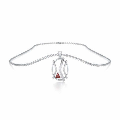 Sparkling Serenade Garnet Silver Pendant - White Gold - Image 3