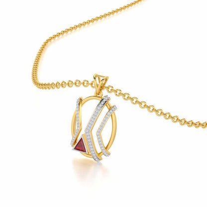 Sparkling Serenade Garnet Silver Pendant - Yellow Gold - Image 1
