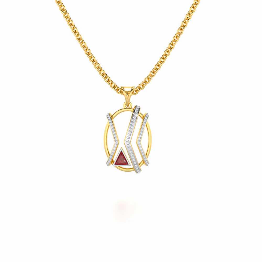 Sparkling Serenade Garnet Silver Pendant - Yellow Gold - Image 2