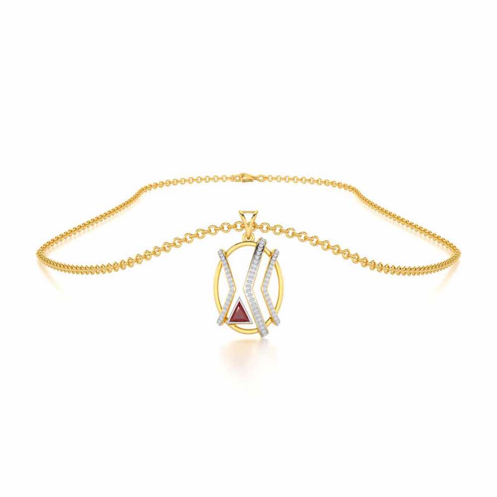 Sparkling Serenade Garnet Silver Pendant - Yellow Gold - Image 3