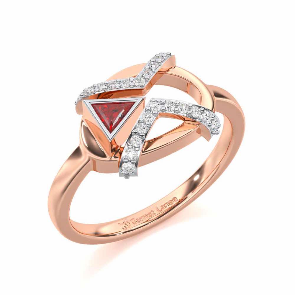 Sparkling Serenade Garnet Silver Rings - Rose Gold - Image 1