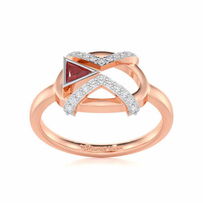 Sparkling Serenade Garnet Silver Rings - Rose Gold - Image 2
