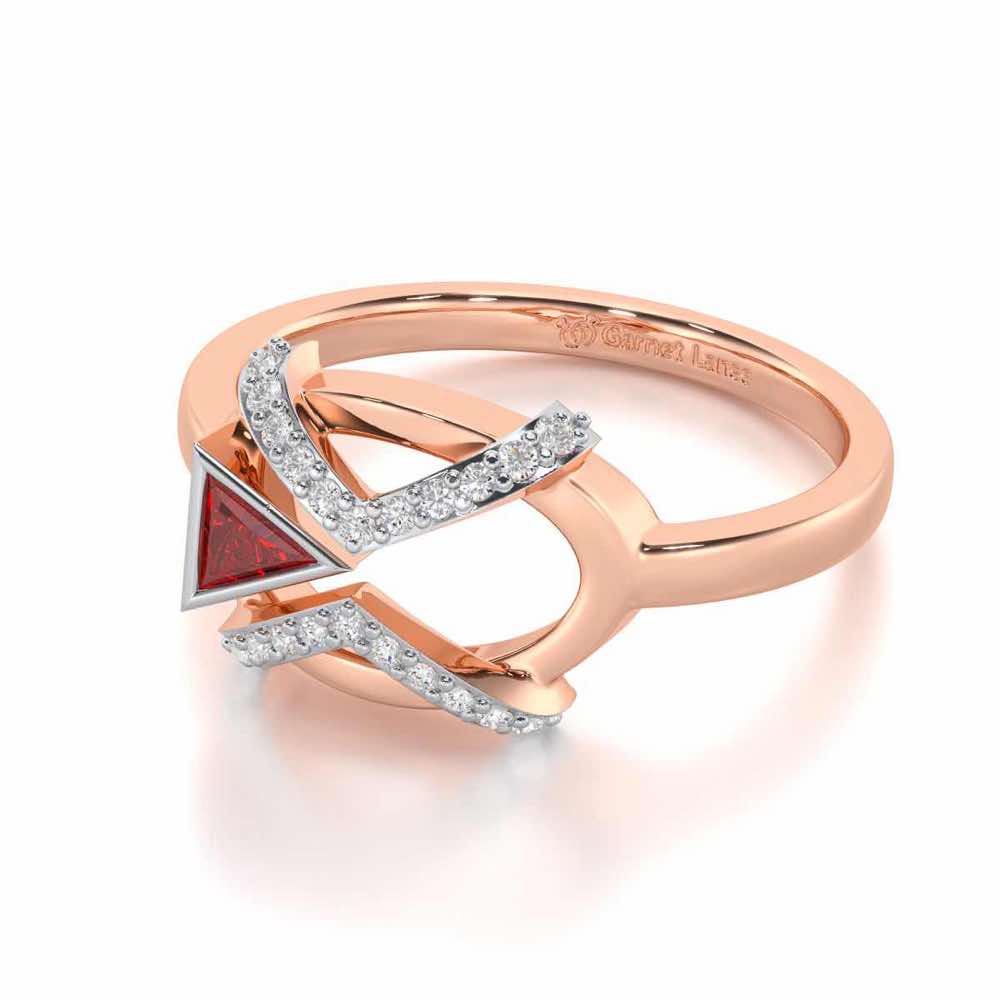 Sparkling Serenade Garnet Silver Rings - Rose Gold - Image 3