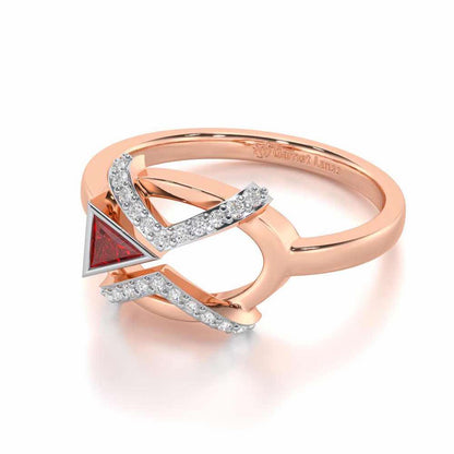 Sparkling Serenade Garnet Silver Rings - Rose Gold - Image 3