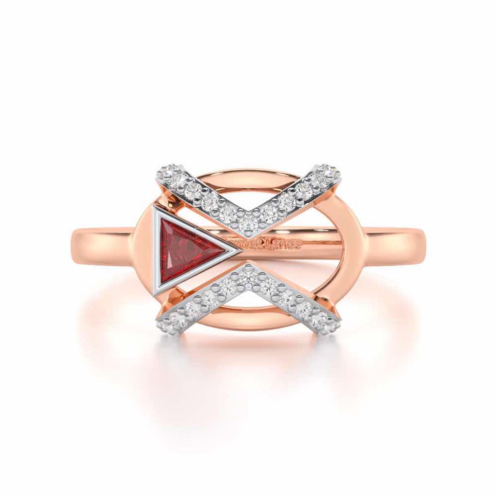 Sparkling Serenade Garnet Silver Rings - Rose Gold - Image 5