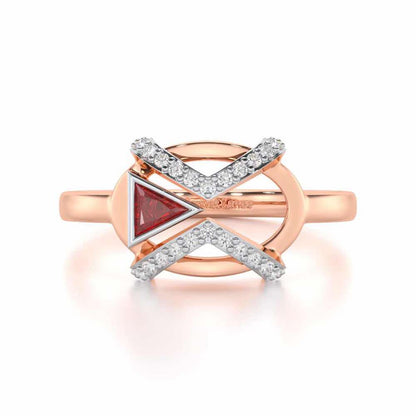 Sparkling Serenade Garnet Silver Rings - Rose Gold - Image 5