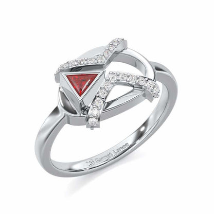 Sparkling Serenade Garnet Silver Rings - White Gold - Image 1