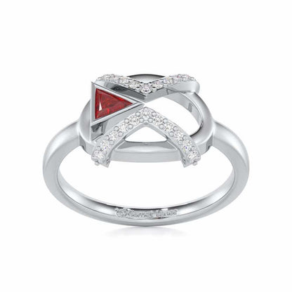 Sparkling Serenade Garnet Silver Rings - White Gold - Image 2