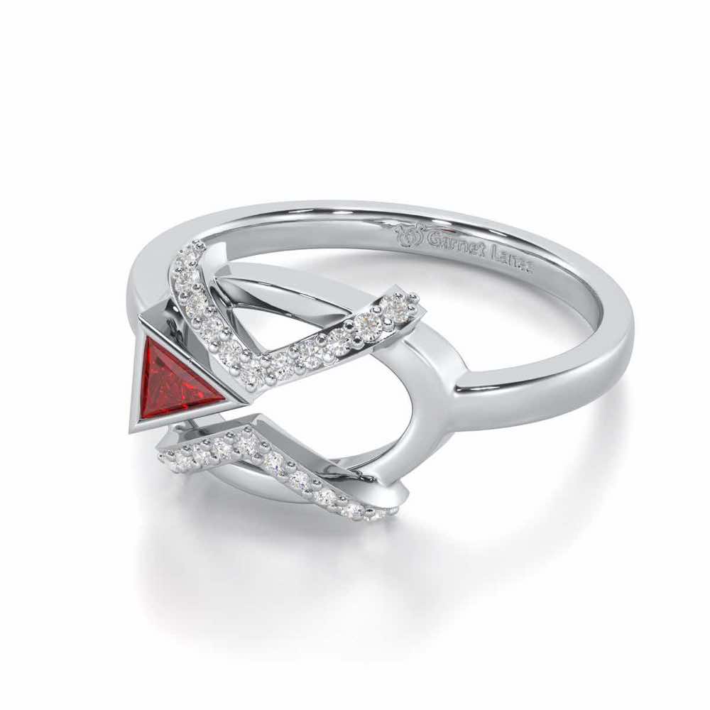 Sparkling Serenade Garnet Silver Rings - White Gold - Image 3