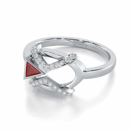 Sparkling Serenade Garnet Silver Rings - White Gold - Image 3