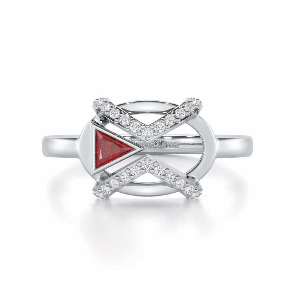 Sparkling Serenade Garnet Silver Rings - White Gold - Image 5